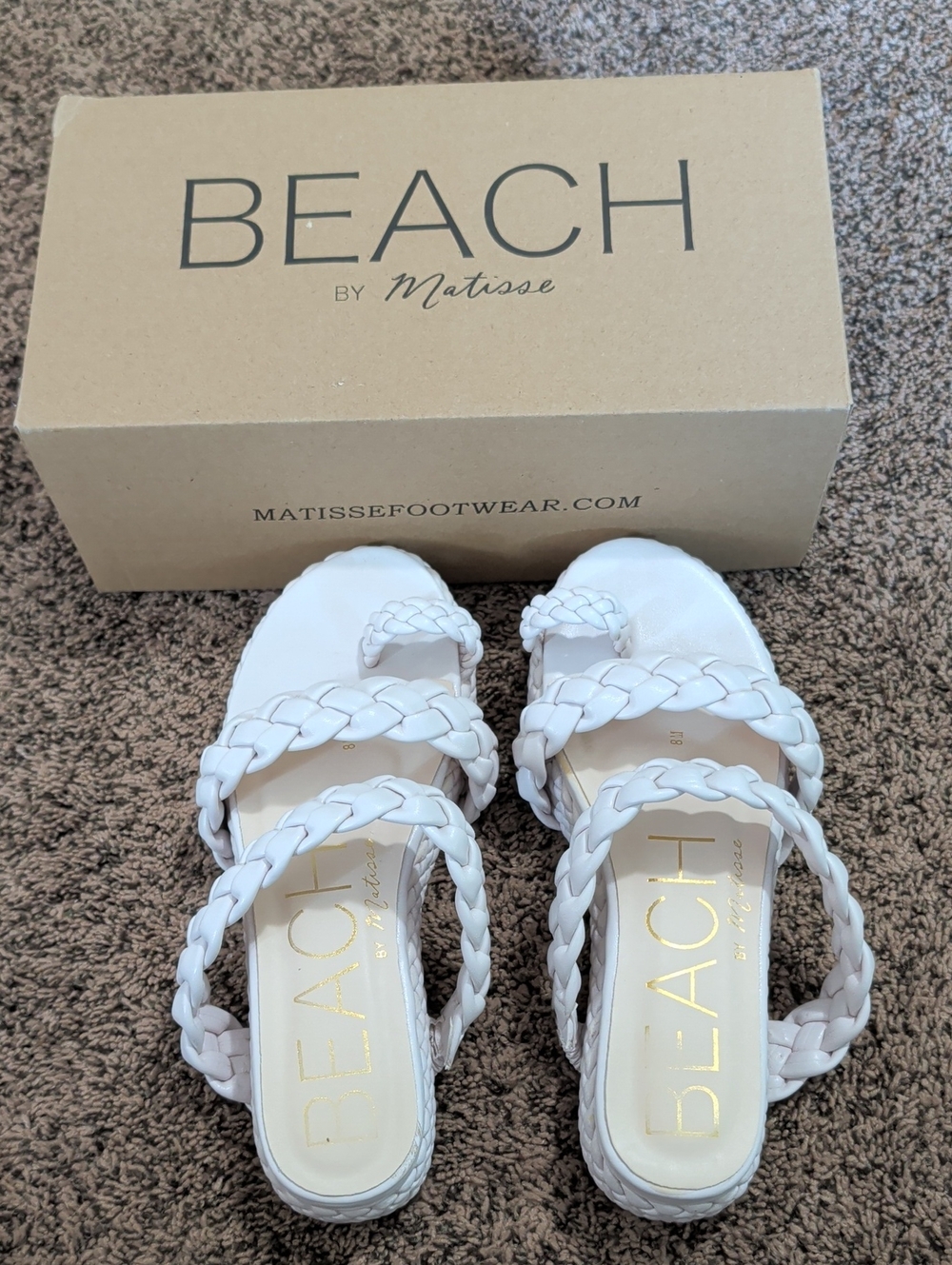 Beach by Matisse White Braided Slide Sandals
